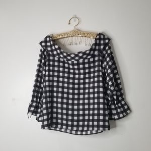 Banana Republic Checker Off the Shoulder Top